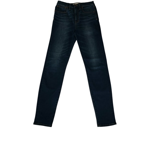 Madewell Rivet & Thread Slim Straight Jeans Mid Rise Dark Wash Size 27 - Picture 1 of 7